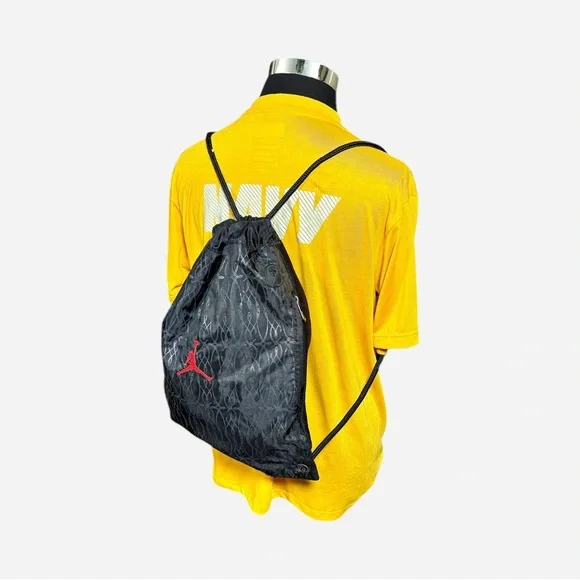 Jordan Jump Man Black Pattern Padded Drawstring Gym Bag
